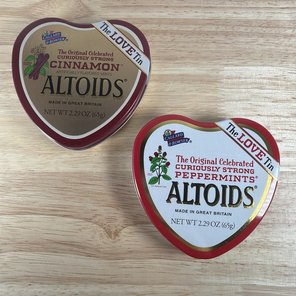 RARE Altoids Peppermints The Love Tin Heart Shaped Container Cinnamon Peppermint